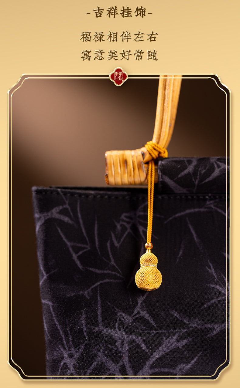Zhu Bingren Copper Muffled Sound Prosperity Pendant Filigree Gourd Pendant Bag Hanging Keychain God of Wealth Decorative Necklace