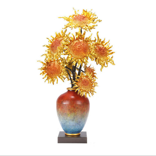 Zhu bingren copper Cultural and Creative Edition《Burning Sunflower》 Sunflower Ornament for Living Room Entrance Office Desk