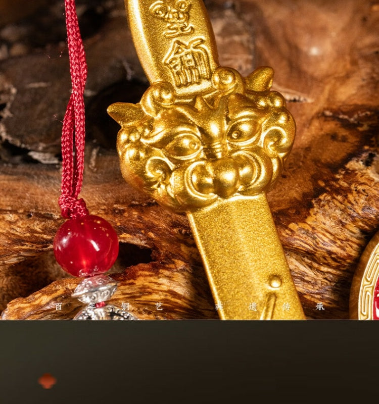 Zhu bingren copper Good Luck Set Mountain Ghost Copper Coin Copper Sword Ornament Balcony Bedroom Decoration Home Decor