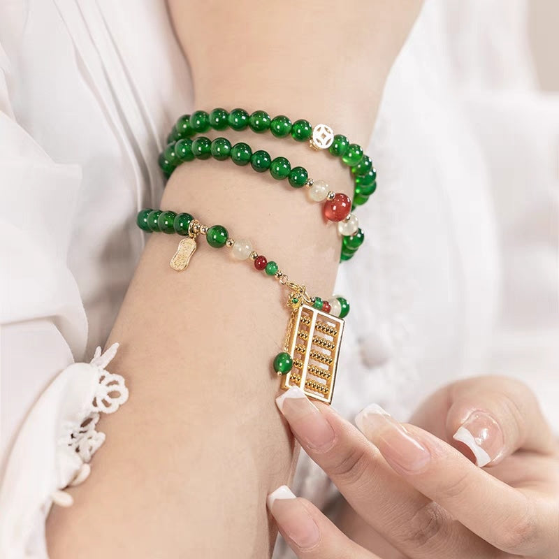Zhu Bingren Copper Linglong Gold Abacus Pendant Copper Abacus Agate Necklace Bracelet Decoration Gift for Girlfriend New Chinese Style