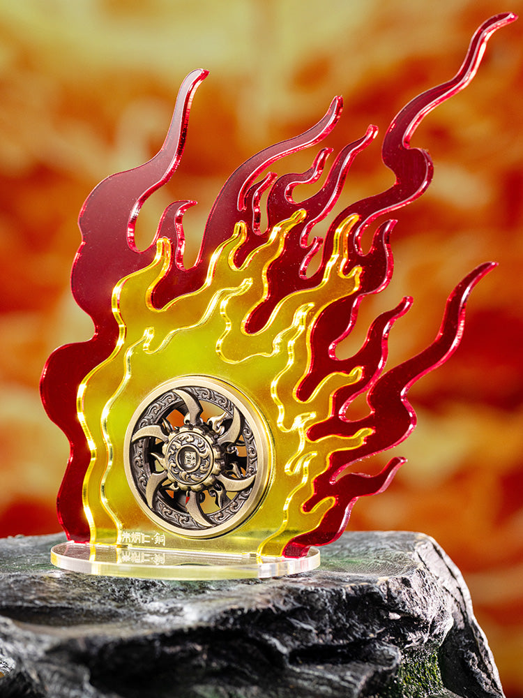 Zhu Bingren Copper Qiankun Wind Fire Wheel Fidget Spinner Set Stress Relief Toy Nezha Ornament Desktop Decoration