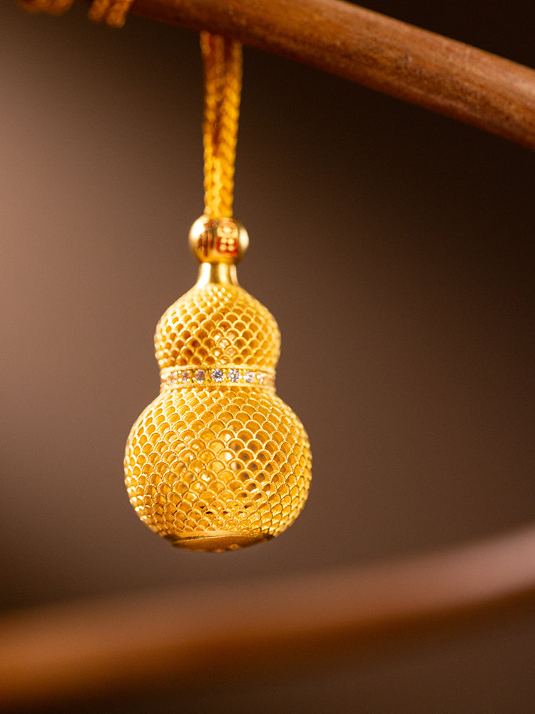 Zhu Bingren Copper Muffled Sound Prosperity Pendant Filigree Gourd Pendant Bag Hanging Keychain God of Wealth Decorative Necklace