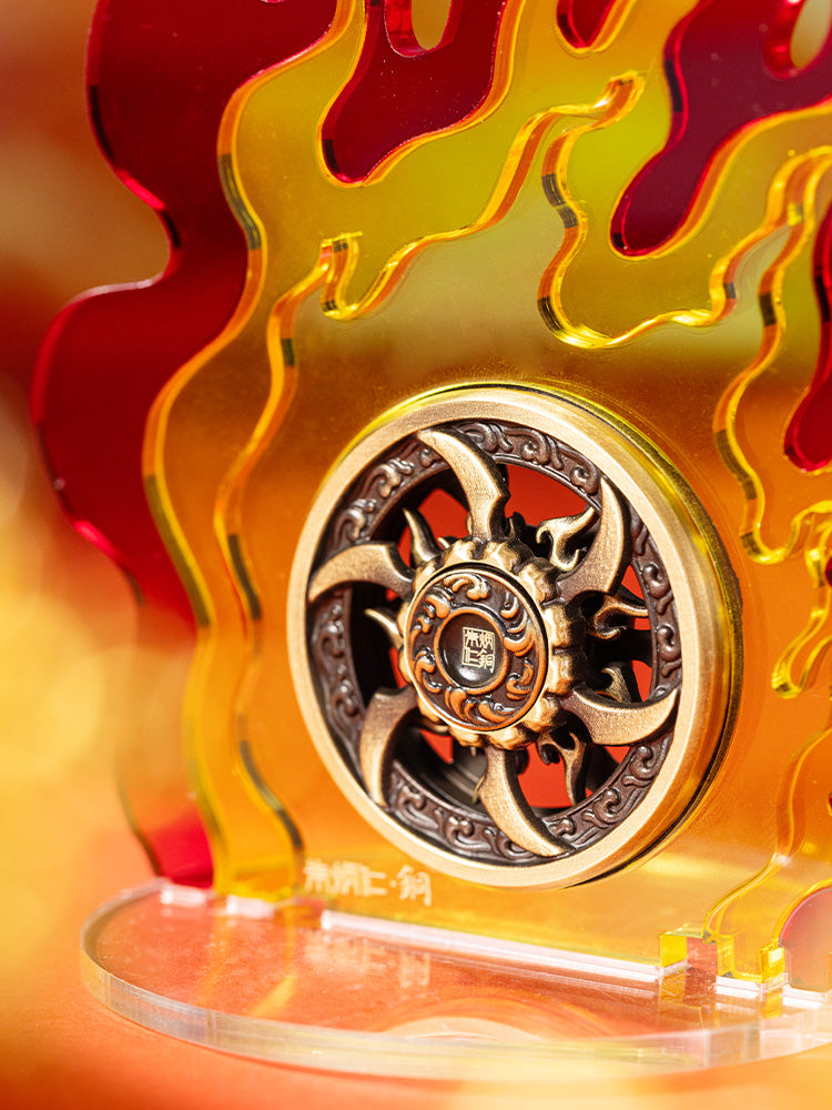Zhu Bingren Copper Qiankun Wind Fire Wheel Fidget Spinner Set Stress Relief Toy Nezha Ornament Desktop Decoration