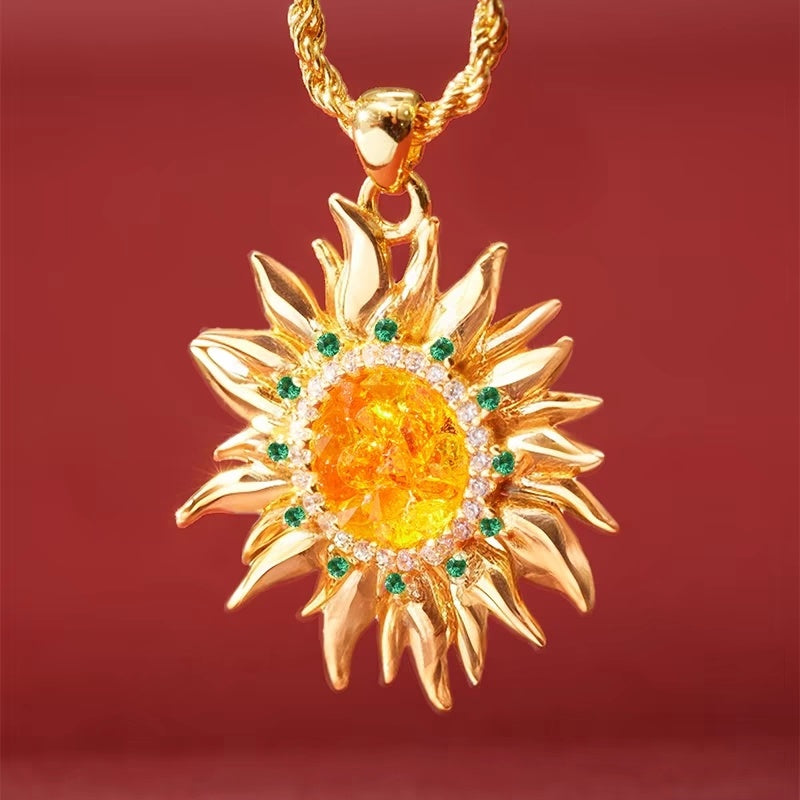 Zhu bingren copper Sunflower Jewelry Necklace Earrings Valentine's Day Gift for Girlfriend Wife Exquisite