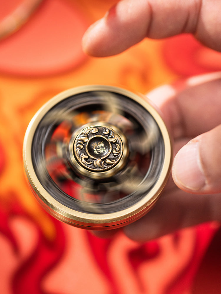 Zhu Bingren Copper Qiankun Wind Fire Wheel Fidget Spinner Set Stress Relief Toy Nezha Ornament Desktop Decoration