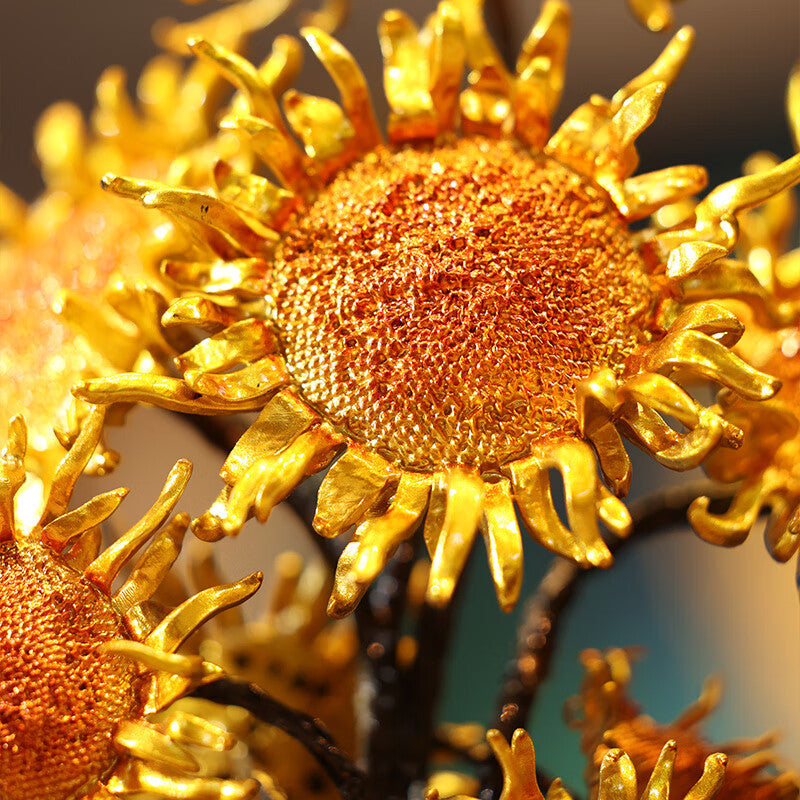 Zhu bingren copper Cultural and Creative Edition《Burning Sunflower》 Sunflower Ornament for Living Room Entrance Office Desk