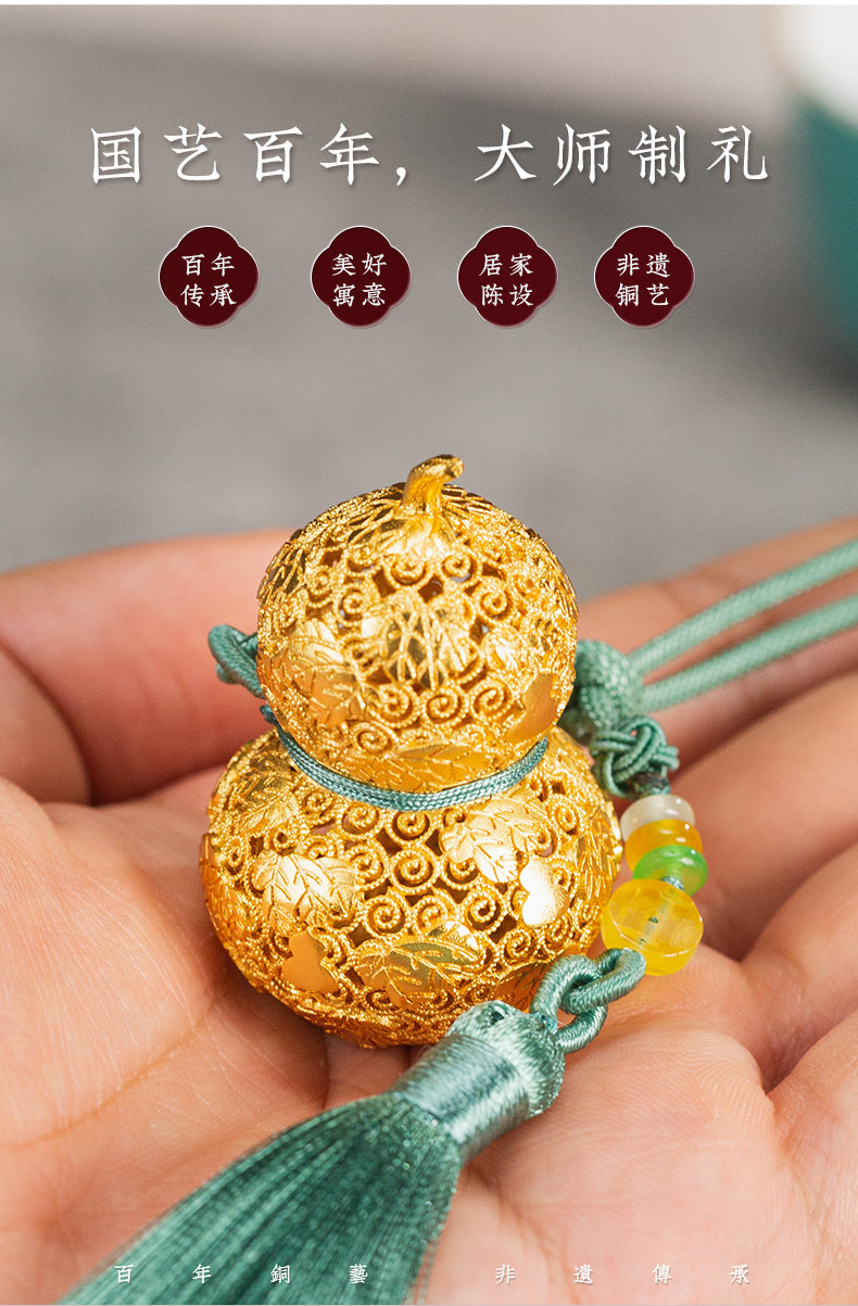 Zhu bingren copper Fortune and Joy Gourd Pendant Auspicious Gourd Peace Hanging Ornament Car Pendant Gift Decoration