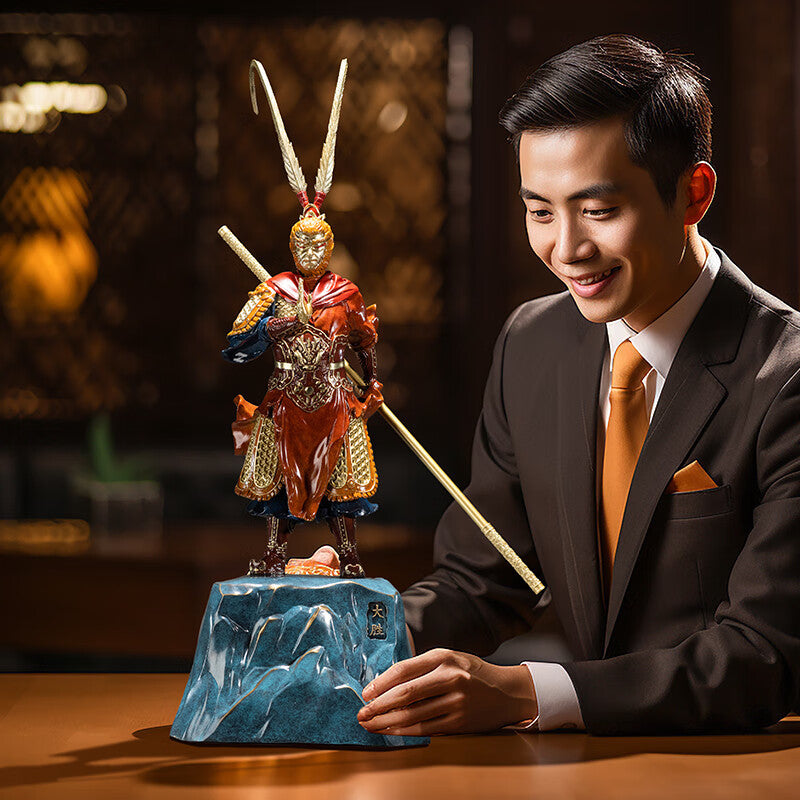 Zhu bingren copper Great Victory Living Room Entrance Study Desk Great Sage Sun Wukong Copper Craft Ornament Opening Gift