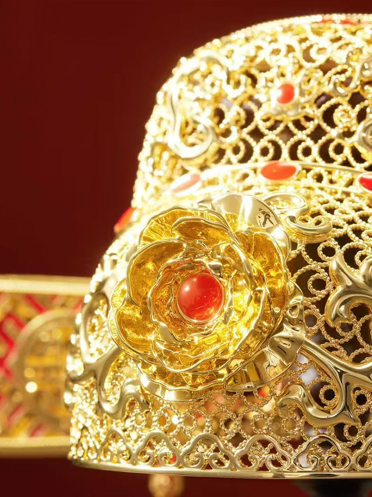 Zhu Bingren Bronze Three Consecutive Wins Champion Hat and No. One Scholar Hat Desktop Ornament Student Gift High School Graduation Filigree